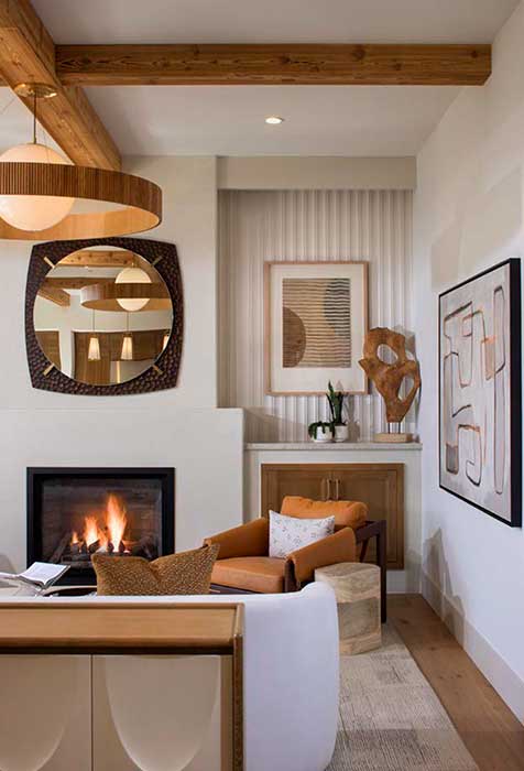 living room with a fireplace